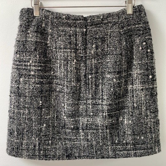 Marc Aurel mini wool skirt black white grey textured fixed belt lined sz 4 - Picture 3 of 10